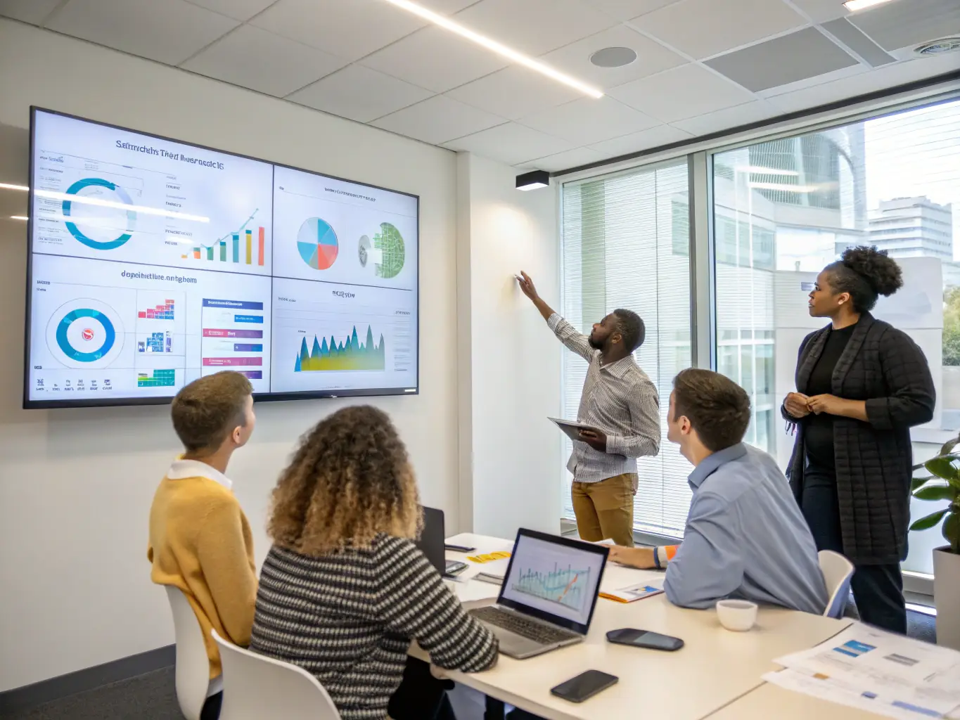A visually appealing image of a panel discussion at a conference, featuring diverse speakers discussing strategies for sustainable business growth and innovation.